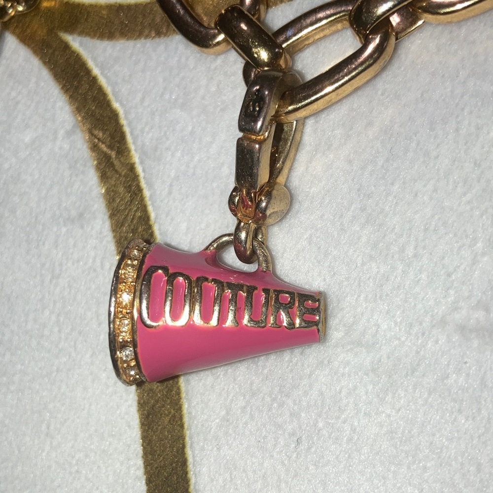 Juicy Couture Pink and Gold Cheer Megaphone Charm Bracelet Pendant